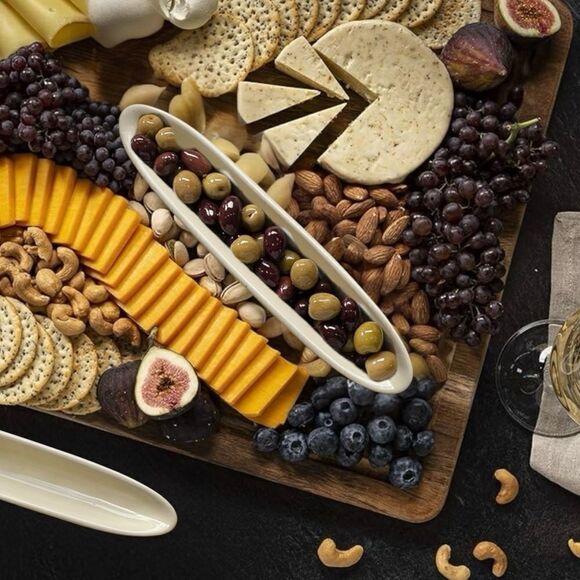 Vintage Shonfelds China 9” Stoneware Olive Boat Charcuterie Long Server Set - Picture 2 of 15